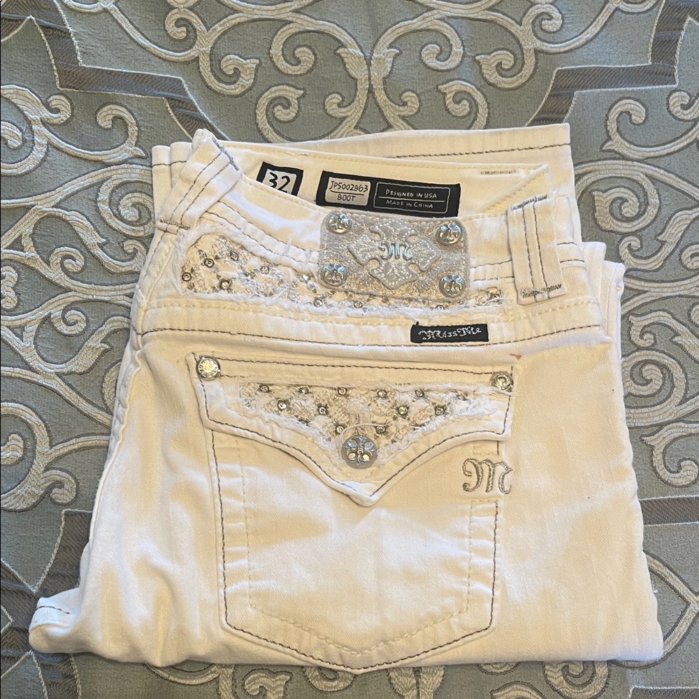 Miss Me Women's Cream Embellished Jeans